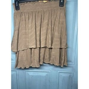 Ladies Tan Ruffled Layered Skirt Illa Illa Size Small